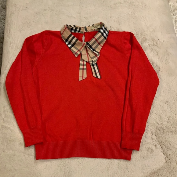 Burberry Red XS Sweater Preppy Timeless Classic Scandi Girl Cottagecore Normcore - Picture 1 of 6